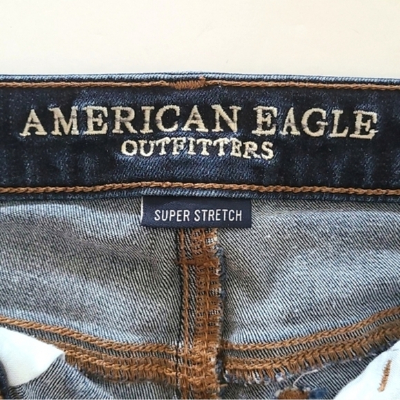 American Eagle Outfitters Super Stretch Shortie Shorts Dark Blue Denim Size 2 - Picture 6 of 12